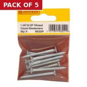 Centurion 1 3/4" x 8 ZP Cross Recessed Hardened Twin Thread Woodscrews with - Pack of 5