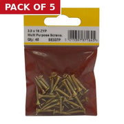 Centurion 3mm x 16mm ZYP Multi Purpose Single Thread Countersunk Pozi Screws - Pack of 5