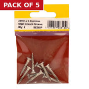 Centurion 4mm x 25mm Stainless Steel Chipboard Screws CRCS Head Countersunk - Pack of 5