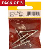 Centurion 4mm x 40mm Stainless Steel Chipboard Screws CRCS Head Countersunk - Pack of 5
