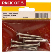 Centurion 5mm x 50mm Stainless Steel Chipboard Screws CRCS Head Countersunk - Pack of 5