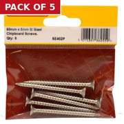 Centurion 5mm x 60mm Stainless Steel Chipboard Screws CRCS Head Countersunk - Pack of 5