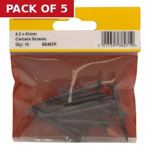 Centurion Carcass Screws - 45mm x 4.2mm - Black - (Pack of 16) - Pack of 5