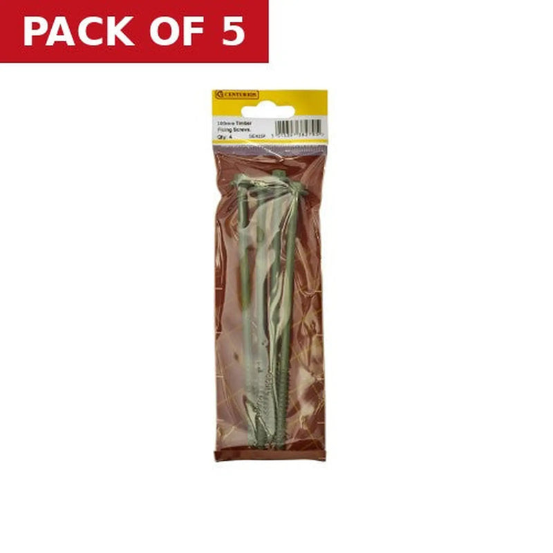 Centurion Timber Fixing Screws - 100mm - Green - (Pack of 4) - Pack of 5