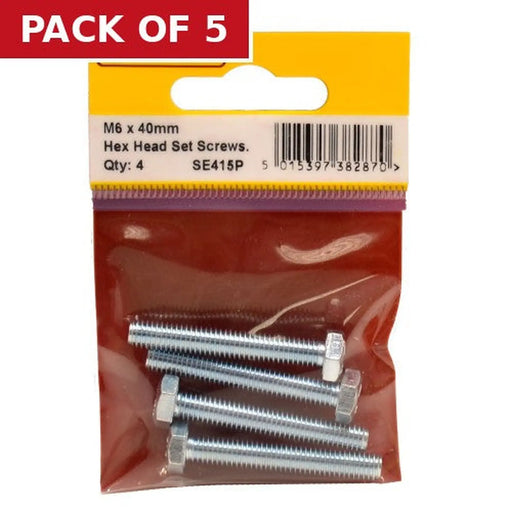 Centurion M6 x 40mm Hex Head Set Screws (Pack of 4) - Pack of 5