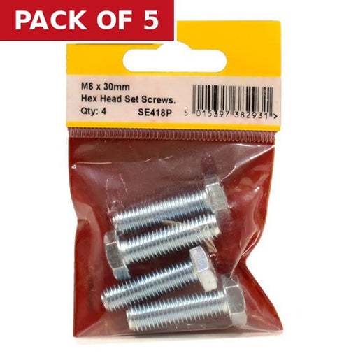 Centurion M8 x 30mm Hex Head Set Screws (Pack of 4) - Pack of 5