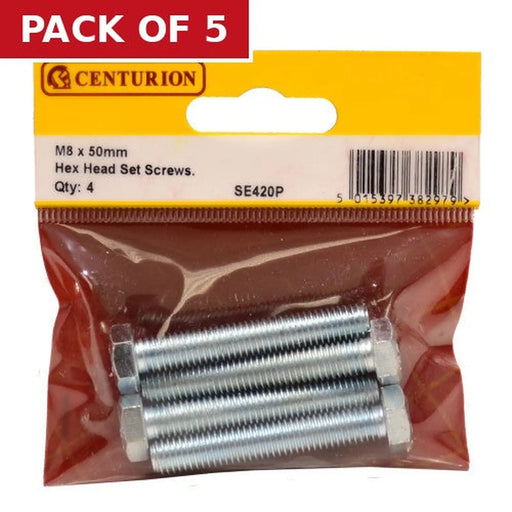 Centurion M8 x 50mm Hex Head Set Screws (Pack of 4) - Pack of 5