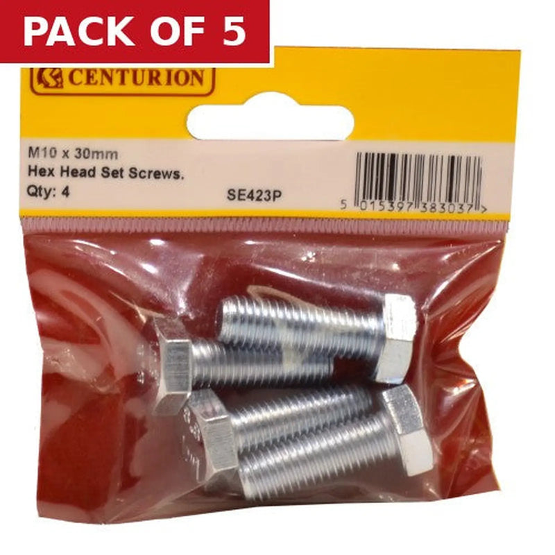 Centurion M10 x 30mm Hex Head Set Screws (Pack of 4) - Pack of 5