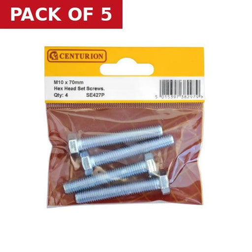 Centurion M10 x 70mm Hex Head Set Screws (Pack of 4) - Pack of 5