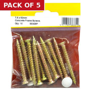 Centurion 7.5mm x 62mm Concrete Frame Screws (Pack of 10) - Pack of 5