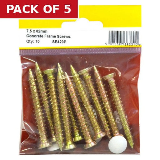 Centurion 7.5mm x 62mm Concrete Frame Screws (Pack of 10) - Pack of 5