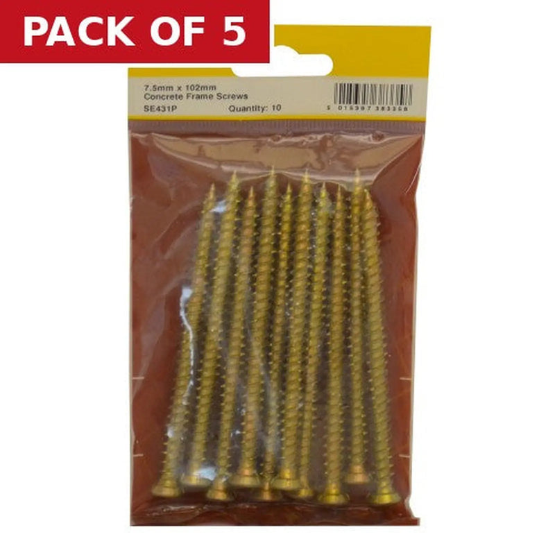 Centurion 7.5mm x 102mm Concrete Frame Screws (Pack of 10) - Pack of 5