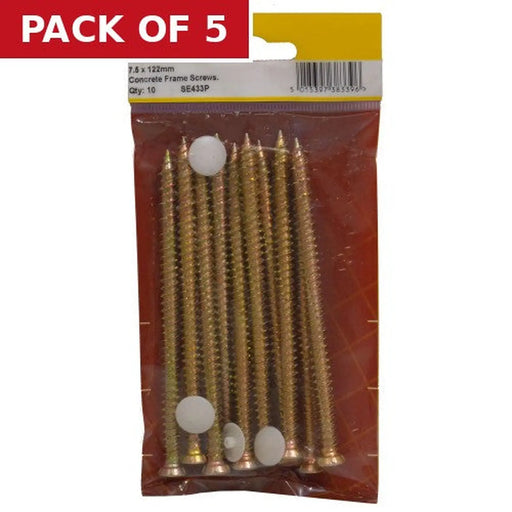 Centurion 7.5mm x 122mm Concrete Frame Screws (Pack of 10) - Pack of 5