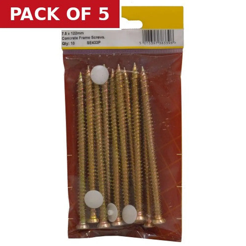 Centurion 7.5mm x 122mm Concrete Frame Screws (Pack of 10) - Pack of 5