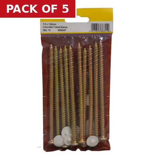 Centurion 7.5mm x 132mm Concrete Frame Screws (Pack of 10) - Pack of 5