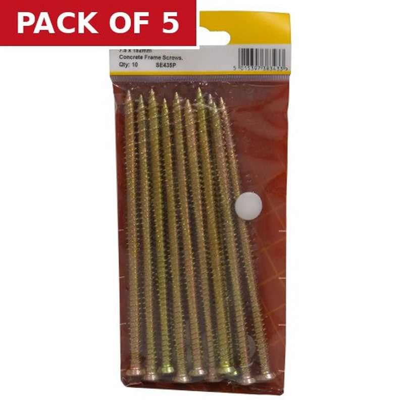Centurion 7.5mm x 152mm Concrete Frame Screws (Pack of 10) - Pack of 5