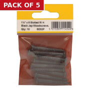 Centurion 1 1/2" x 8 Pozi Black Round Head Woodscrews (Pack of 10) - Pack of 5