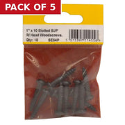 Centurion 1" x 10 Pozi Black Round Head Woodscrews (Pack of 10) - Pack of 5