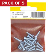 Centurion 5/8" x 6 ZP Cross Recessed Hardened Twin Thread Woodscrews with - Pack of 5