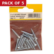 Centurion 1" x 7 ZP Cross Recessed Hardened Twin Thread Woodscrews with - Pack of 5