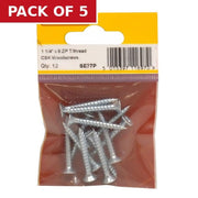 Centurion 1 1/4" x 8 ZP Cross Recessed Hardened Twin Thread Woodscrews with - Pack of 5