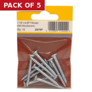 Centurion 1 1/2" x 8 ZP Cross Recessed Hardened Twin Thread Woodscrews with - Pack of 5