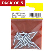 Centurion 3/4" x 4 ZP Cross Recessed Hardened Twin Thread Woodscrews with - Pack of 5