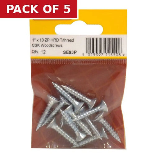 Centurion 1" x 10 ZP Cross Recessed Hardened Twin Thread Woodscrews with - Pack of 5
