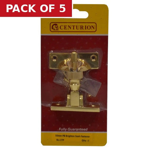 Centurion Solid Brass Brighton Sash Fastener , Polished Brass, 57mm - Pack of 5
