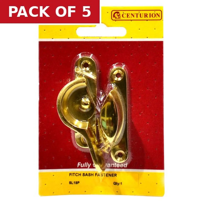 Centurion Solid Brass Fitch Fastener, Polished Brass, 65mm - Pack of 5