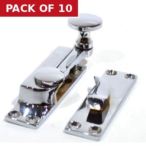 Centurion Solid Brass Quadrant Sash Fastener, Polished Brass, 60mm - Pack of 10
