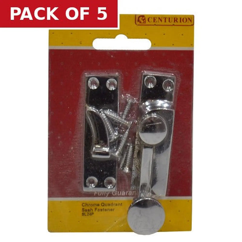 Centurion Chrome Quadrant Sash Fastener, Polished Chrome, 60mm SL24P - Pack of 5