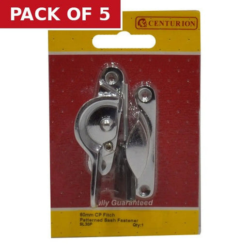 Centurion Solid Brass Locking Sash Fastener, Chrome Plated, 60mm - Pack of 5
