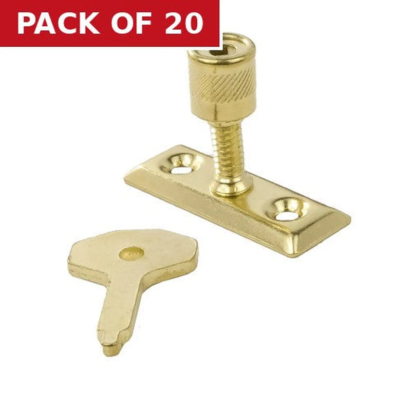 Centurion Steel Window Stay Locks, Brassed, 48mm x 28mm - Pack of 20