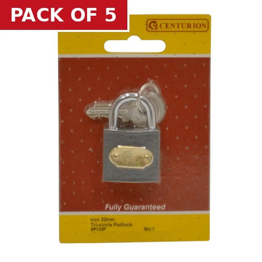 Centurion Iron 'Tri-Circle' Padlocks, 32mm - Pack of 5