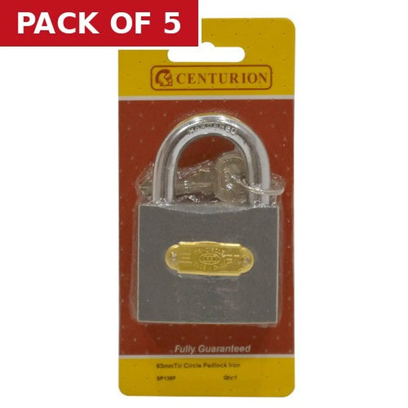 Centurion 63mm Iron Tri-Circle Padlock - Pack of 5