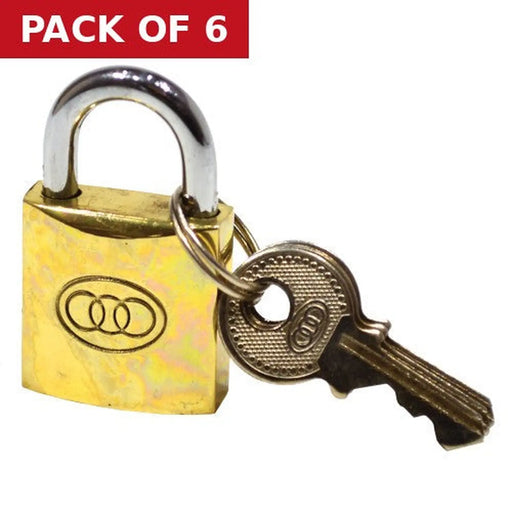 Centurion Brass  'Tri-Circle' Padlocks, 25mm - Pack of 6