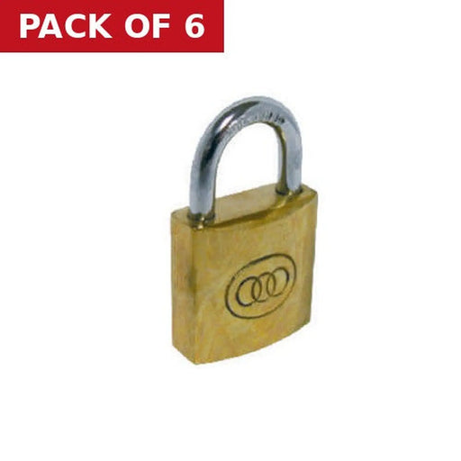 Centurion Brass  'Tri-Circle' Padlocks, 38mm - Pack of 6