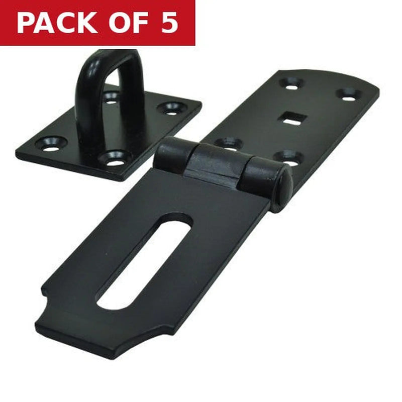 Centurion Heavy Duty Safety Hasp and Staple, Black, 200mm - Pack of 5