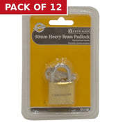 Centurion Heavy Duty Brass Padlock, 30mm - Pack of 12