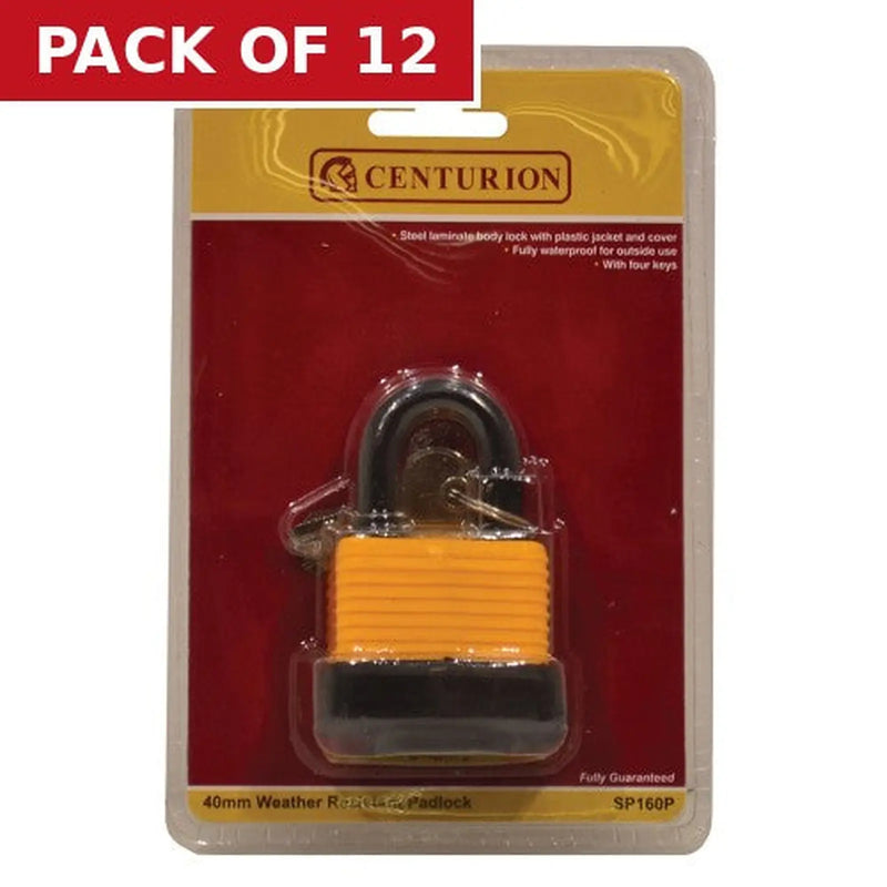 Centurion Weather Resistant Padlock, 40mm - Pack of 12