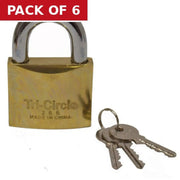 Centurion Brass  'Tri-Circle' Padlocks, 63mm - Pack of 6