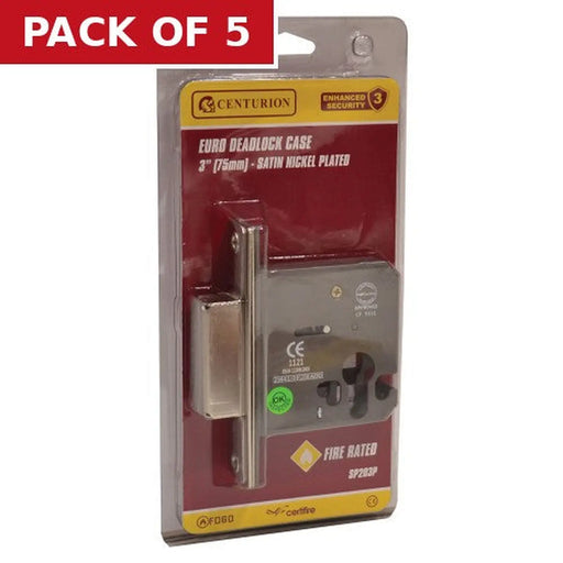 Centurion Euro Dead Lock Case, Satin Chrome Plated, 75mm - Pack of 5
