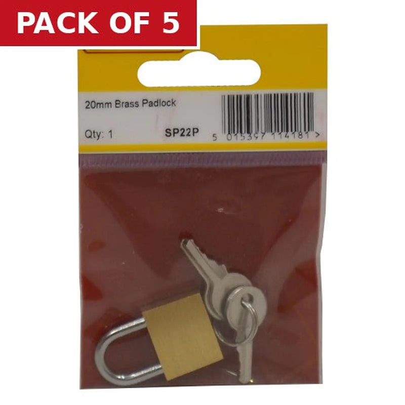Centurion Brass Padlocks, 20mm - Pack of 5