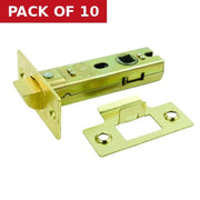Centurion Heavy Duty Tubular Latches, Brassed, 75mm - Pack of 10