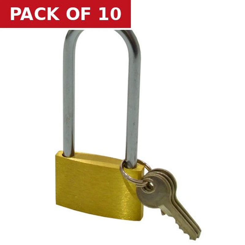 Centurion Long Shackled Brass Padlocks, 24mm x 84mm - Pack of 10