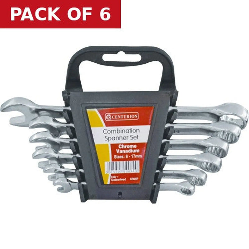Centurion Combination Spanner Set, Polished Head, 6pc, 8-17mm - Pack of 6