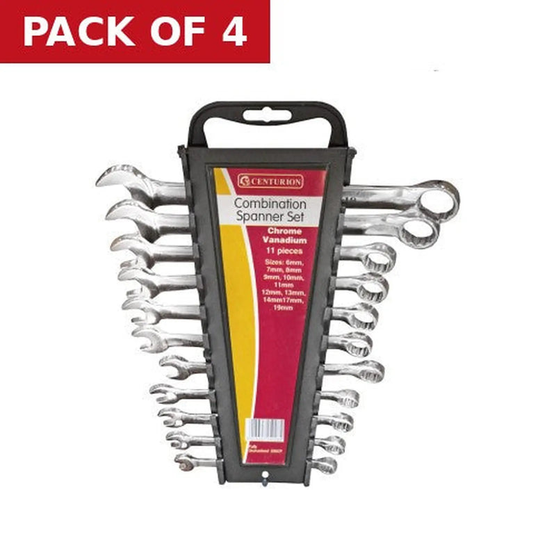 Centurion Combination Spanner Set, Polished Head, 11pc, 6-19mm - Pack of 4