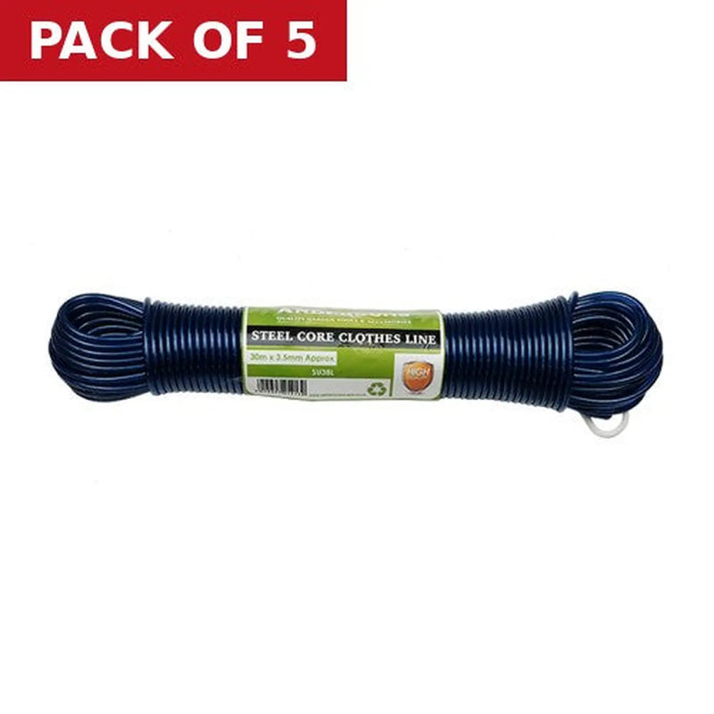 Centurion Clothes Line - Steel Core - 30m - Pack of 5