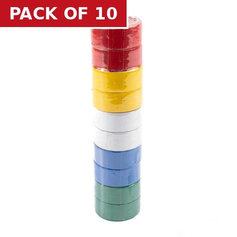 Centurion Insulating PVC Tape, Assorted Colours, 19mm x 4.5m - Pack of 10